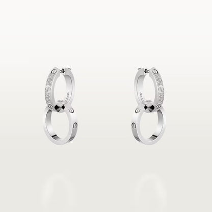 [Resenly Jewelry]LOVE 3.3MM DANGLE HALF DIAMOND EARRINGS