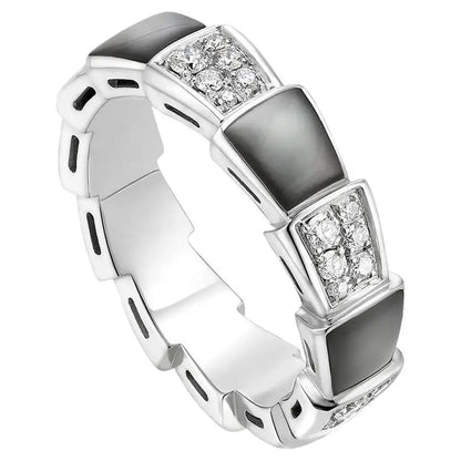 [Resenly Jewelry]SERPENTI RING SILVER DIAMOND BLACK MOP 4MM