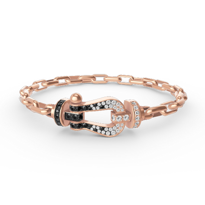 [Resenly Jewelry]FORCE LARGE HORSESHOE CLASP  METAL BRACELET
