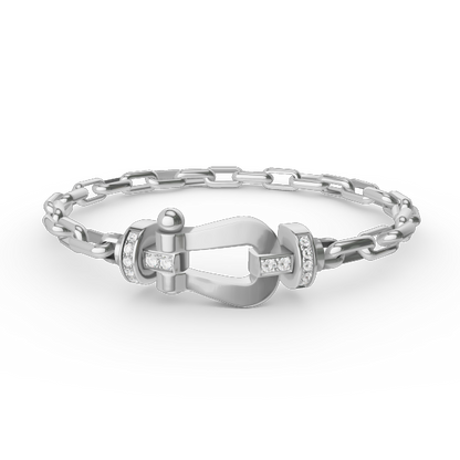 [Resenly Jewelry]FORCE LARGE HORSESHOE CLASP  METAL BRACELET