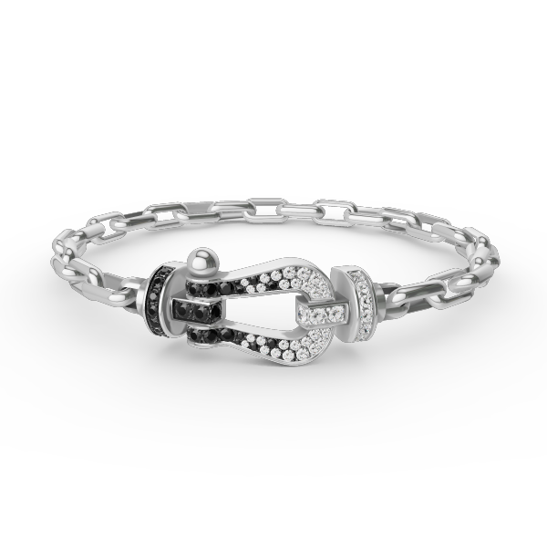 [Resenly Jewelry]FORCE LARGE HORSESHOE CLASP  METAL BRACELET