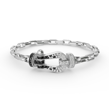 [Resenly Jewelry]FORCE LARGE HORSESHOE CLASP  METAL BRACELET