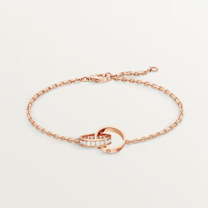 [Resenly Jewelry]LOVE DOUBLE RING HALF DIAMOND BRACELET