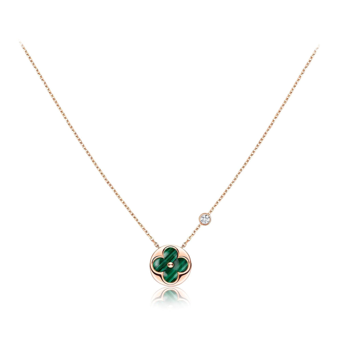 [Resenly Jewelry]SUN PEDANT PINK GOLD 1 DIAMOND NECKLACE