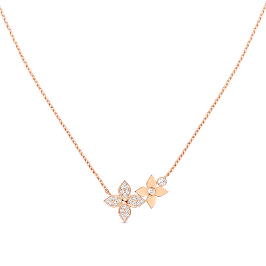 [Resenly Jewelry]STAR BLOSSOM NECKLACE PINK GOLD DIAMONDS
