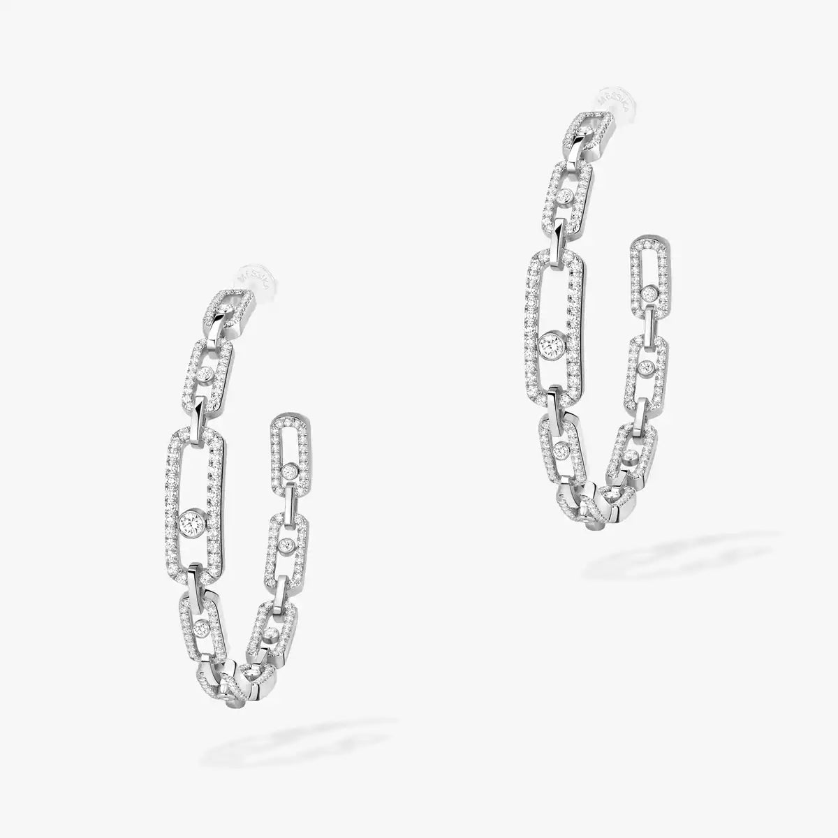 [Resenly Jewelry]Move Link Diamond Hoop Earrings