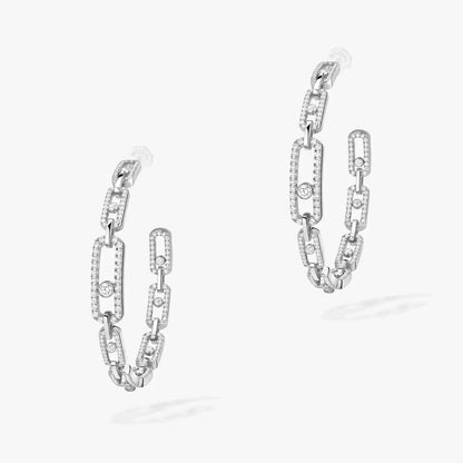 [Resenly Jewelry]Move Link Diamond Hoop Earrings