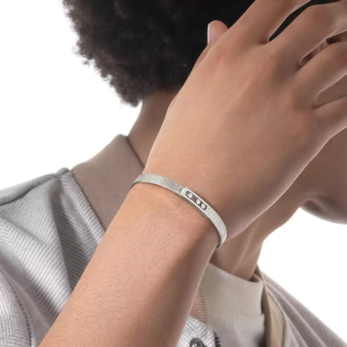 [Resenly Jewelry]Move Noa Ciselé half pavé bangle