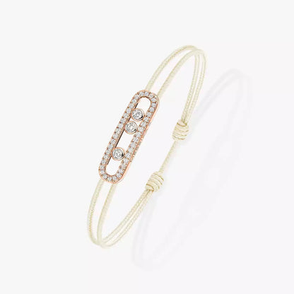 [Resenly Jewelry]Care(Medium-3.5mm) pink cord pavé bracelet