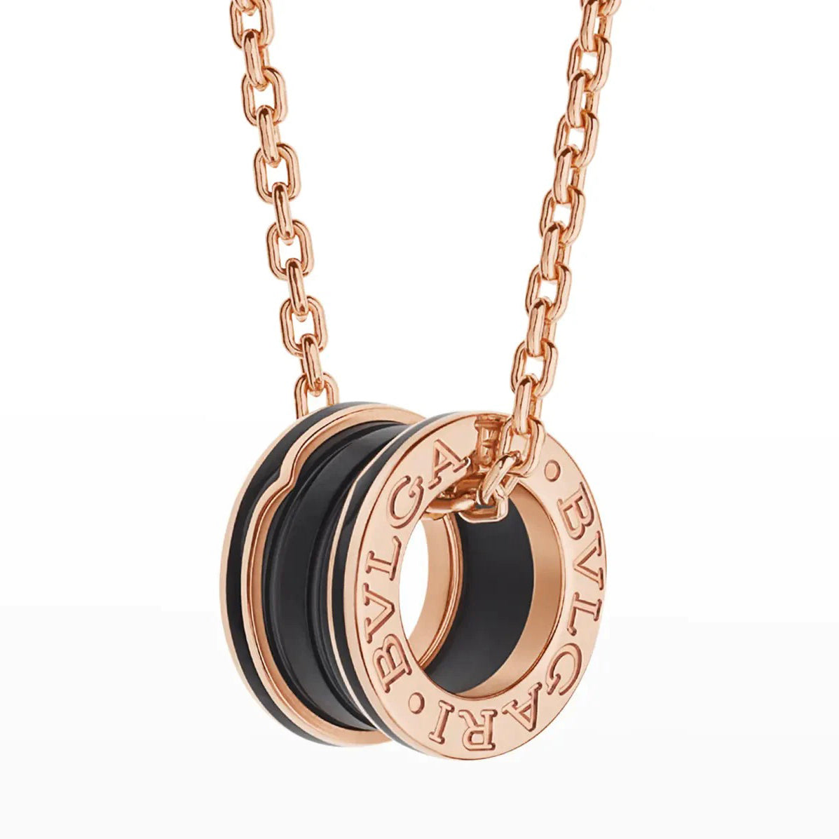 [Resenly Jewelry]ZERO 1 BLACK CERAMIC PINK GOLD NECKLACE