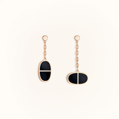 [Resenly Jewelry]CHAINE VERSO BLACK CERAMIC EARRINGS