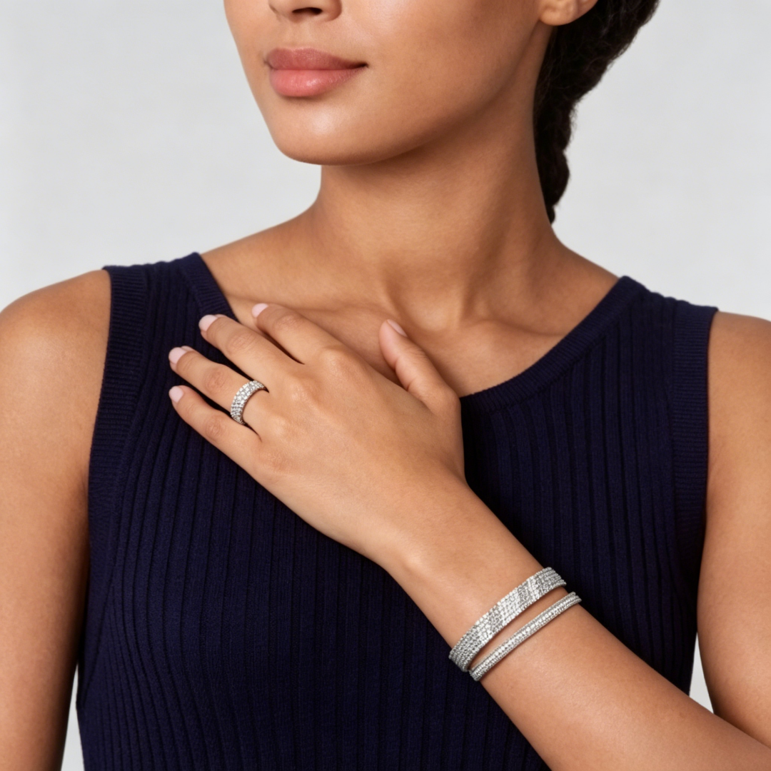 [Resenly Jewelry] THREE-ROW DIAMOND RING
