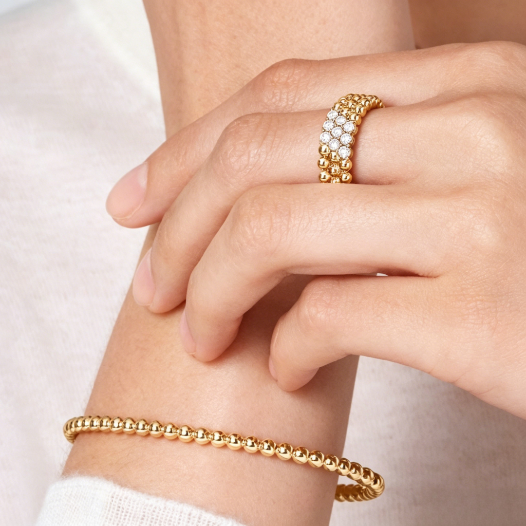 [Resenly Jewelry] THREE-ROW DIAMOND RING
