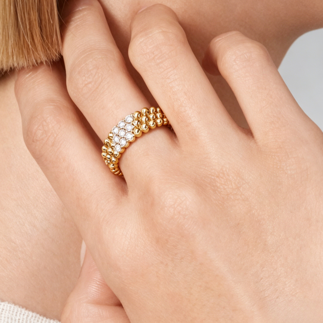 [Resenly Jewelry] THREE-ROW DIAMOND RING