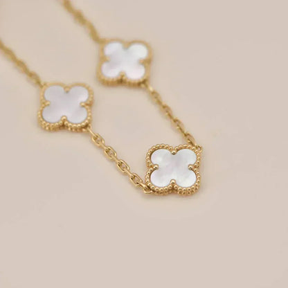 [Resenly Jewelry]CLOVER WHITE PEARL MOP 5 MOTIF BRACELET COLLECTION