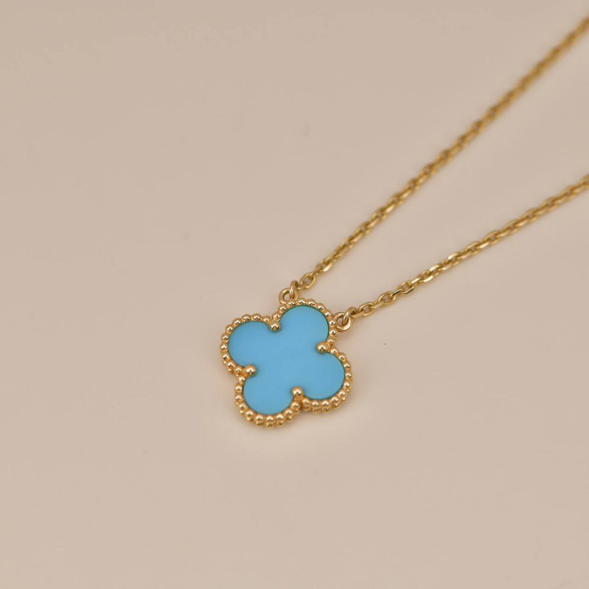 [Resenly Jewelry]CLOVER 15MM VINTAGE TURQUOISE NECKLACE