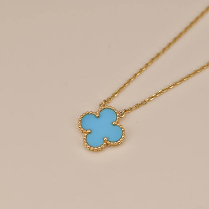[Resenly Jewelry]CLOVER 15MM VINTAGE TURQUOISE NECKLACE