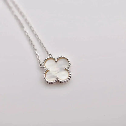 [Resenly Jewelry]CLOVER  15MM WHITE MOTHER-OF-PEARL SILVER