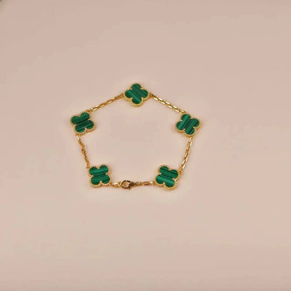 [Resenly Jewelry] CLOVER 5 MOTIF MALACHITE BRACELET COLLECTION