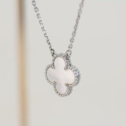 [Resenly Jewelry]CLOVER  15MM WHITE MOTHER-OF-PEARL SILVER