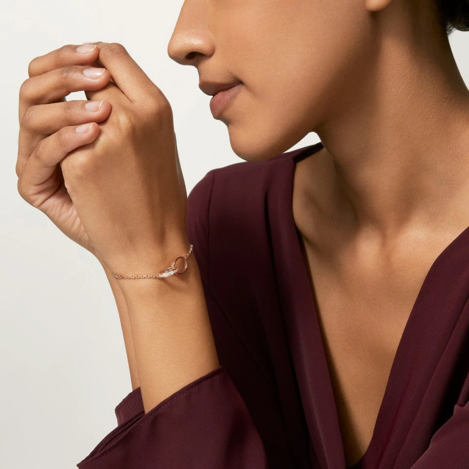 [Resenly Jewelry]LOVE DOUBLE RING HALF DIAMOND BRACELET