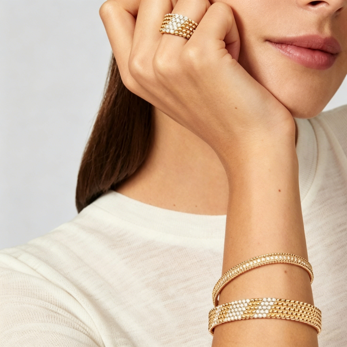 [Resenly Jewelry]  FIVE-ROW DIAMOND BRACELET