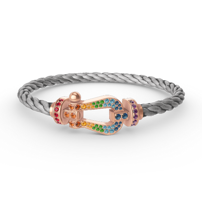 [Resenly Jewelry]FORCE LARGE HORSESHOE  COLORED DIAMOND BRACELET ROSE GOLD