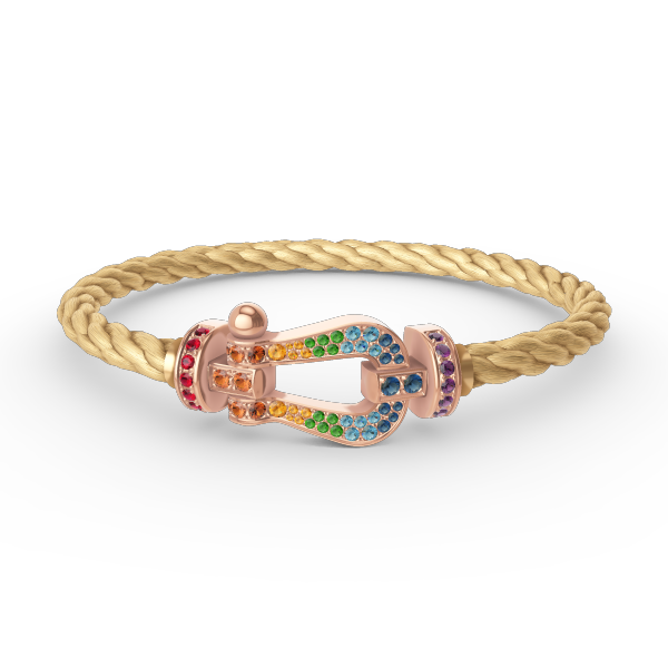 [Resenly Jewelry]FORCE LARGE HORSESHOE  COLORED DIAMOND BRACELET ROSE GOLD