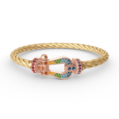 [Resenly Jewelry]FORCE LARGE HORSESHOE  COLORED DIAMOND BRACELET ROSE GOLD