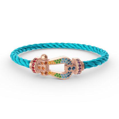 [Resenly Jewelry]FORCE LARGE HORSESHOE  COLORED DIAMOND BRACELET ROSE GOLD