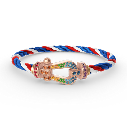 [Resenly Jewelry]FORCE LARGE HORSESHOE  COLORED DIAMOND BRACELET ROSE GOLD