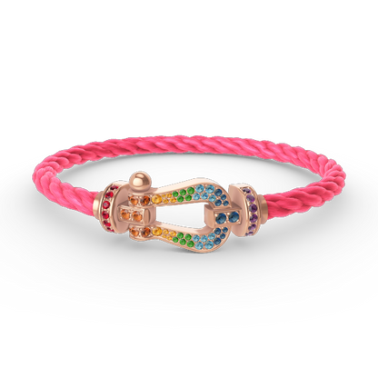 [Resenly Jewelry]FORCE LARGE HORSESHOE  COLORED DIAMOND BRACELET ROSE GOLD