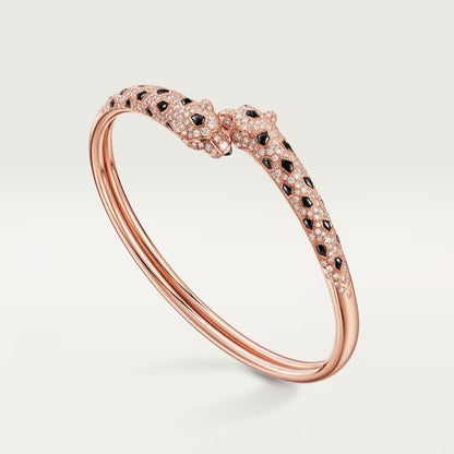 [Resenly Jewelry]PANTHERE DOUBLE HEADED HALF DIAMOND OPEN BRACELET