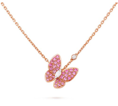 [Resenly Jewelry]BUTTERFLY RED DIAMOND ROSE GOLD NECKLACE