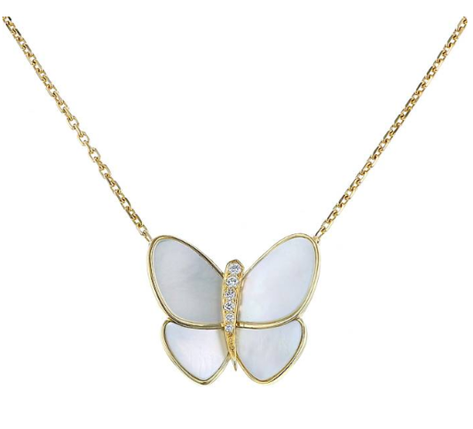 [Resenly Jewelry]BUTTERFLY GOLD MOP DIAMOND NECKLACE