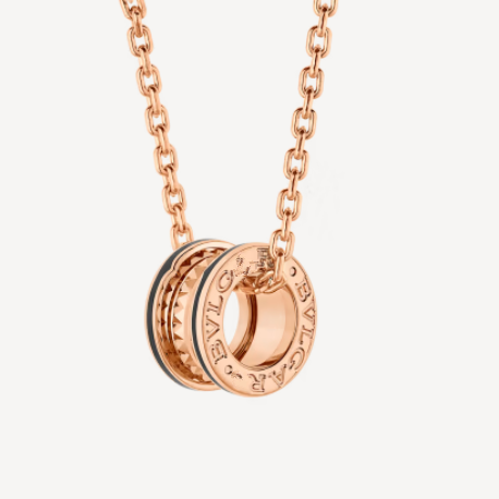 [Resenly Jewelry]ZERO 1 ROCK PEDANT PINK GOLD BLACK NECKLACE