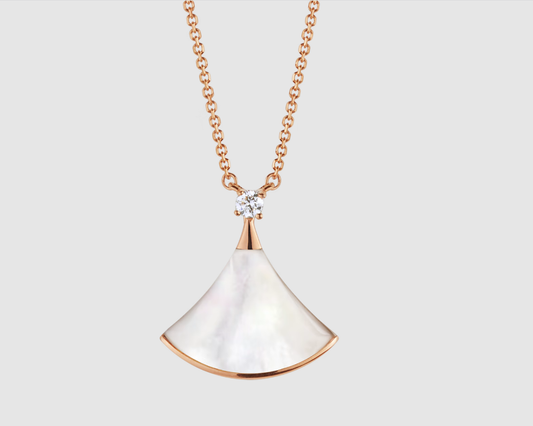 [Resenly Jewelry]DREAM NECKLACE WHITE MOP PINK GOLD 1 DIAMOND
