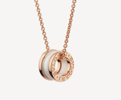 [Resenly Jewelry]ZERO 1 WHITE CERAMIC PINK GOLD NECKLACE