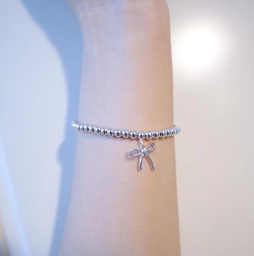 [Resenly Jewelry]STERLING SILVER BOW BEAD BRACELET