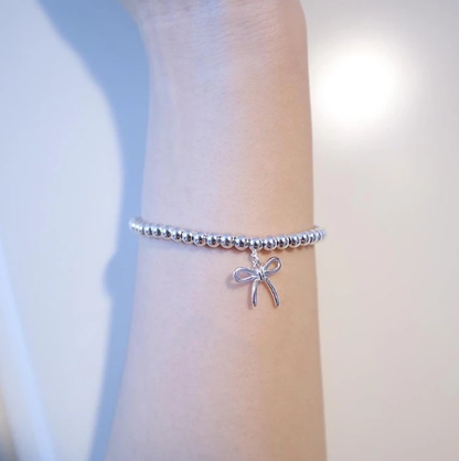 [Resenly Jewelry]STERLING SILVER BOW BEAD BRACELET