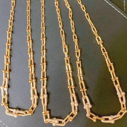 [Resenly Jewelry]HARDWEAR GRADUATED LINK NECKLACE ROSE GOLD WITH PAVE DIAMONDS