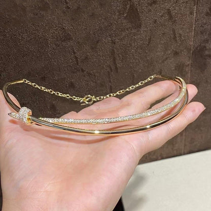 [Resenly Jewelry]KNOT DOUBLE ROW NECKLACE IN YELLOW GOLD WITH DIAMONDS