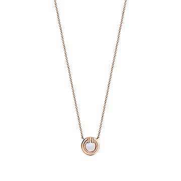 [Resenly Jewelry]DIAMOND AND MOTHER PEARL CIRCLE NECKLACE PENDANT