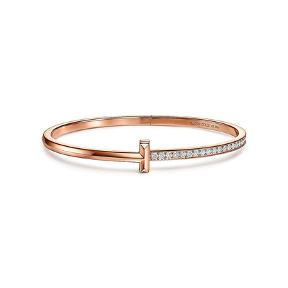 [Resenly Jewelry]NARROW T1 HINGED BANGLE DIAMOND PINK GOLD