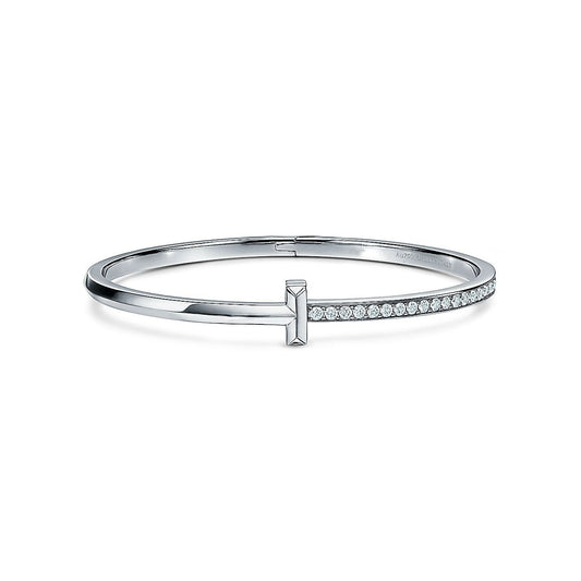 [Resenly Jewelry]NARROW T1 HINGED BANGLE DIAMOND SILVER