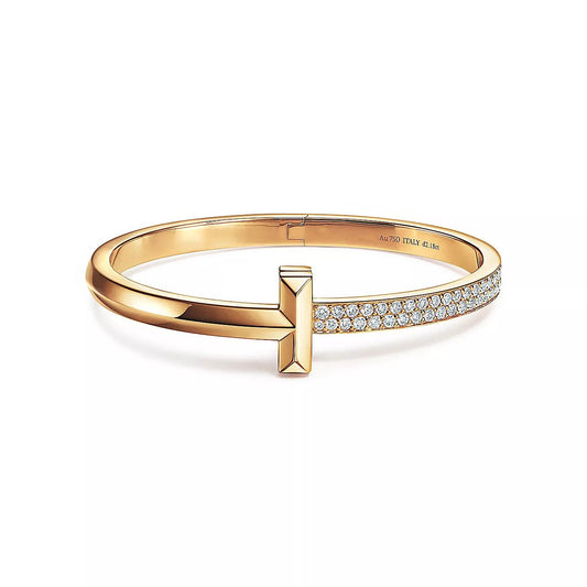 [Resenly Jewelry]T1 WIDE DIAMOND HINGED BANGLE PINK GOLD