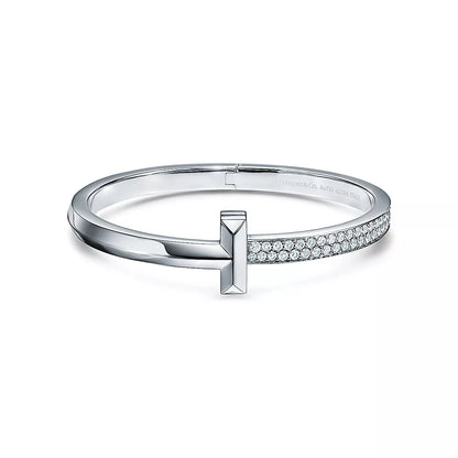 [Resenly Jewelry]WIDE DIAMONDS HINGED BANGLE