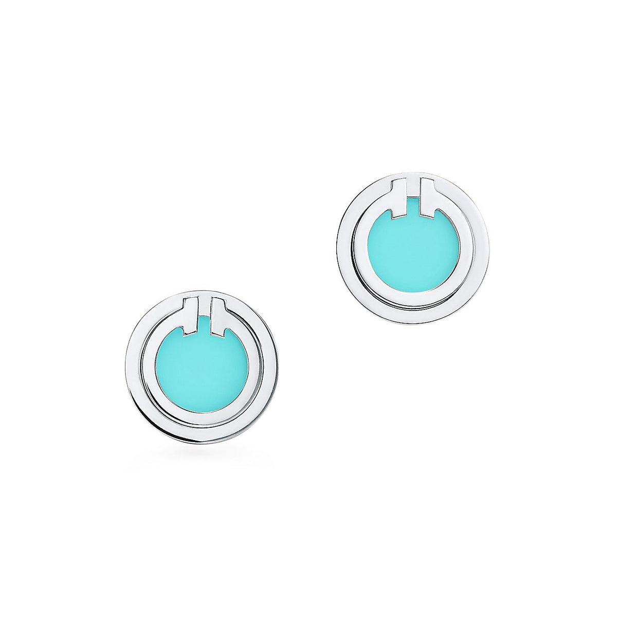[Resenly Jewelry]TURQUOISE CIRCLE WHITE GOLD EARRINGS