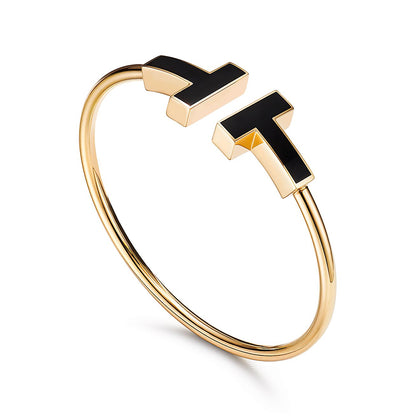 [Resenly Jewelry]T WIDE ONYX OPEN BRACELET
