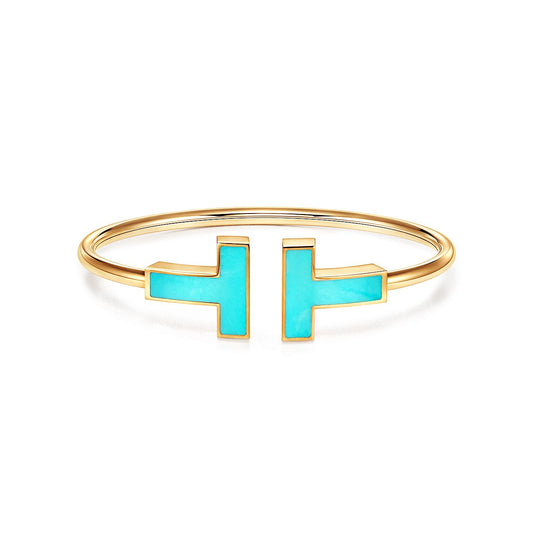 [Resenly Jewelry]T WIDE TURQUOISE OPEN BRACELET